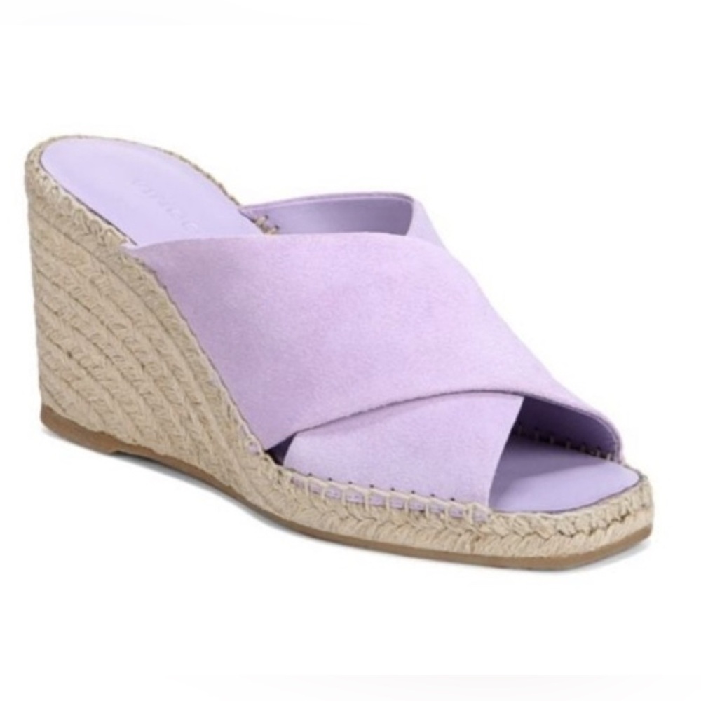 NEW $250~VINCE~Lavender Purple Suede GAELAN Espadrille Wedge Sandals~9/9.5